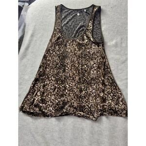 bke boutique flowy tank top brown paisley snakeskin boho swing cami women l
